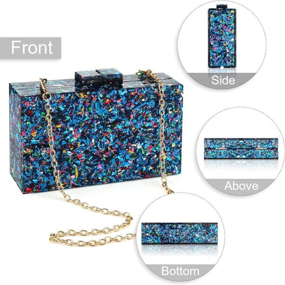 Acrylic Purses and Handbags for Women Multicolor Perspex Geometric Patterns Box - Picture 3 of 7